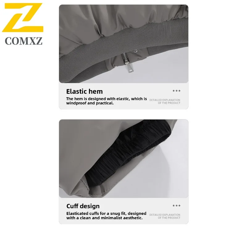 سترة شتوية مبطنة بالقطن من COMXZ، ماركة ملابس الشارع الأمريكية العصرية والدافئة مع سترة خبز بياقة واقفة