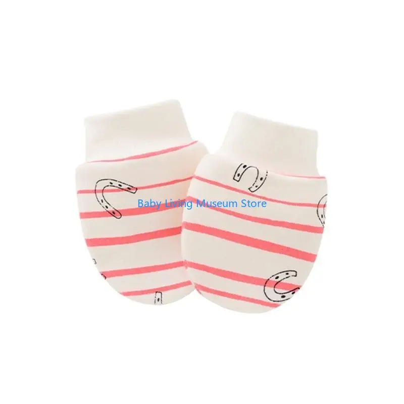 

P31C 1 Pair Baby Anti Scratching Soft Cotton Gloves Newborn for Protection Face Scrat