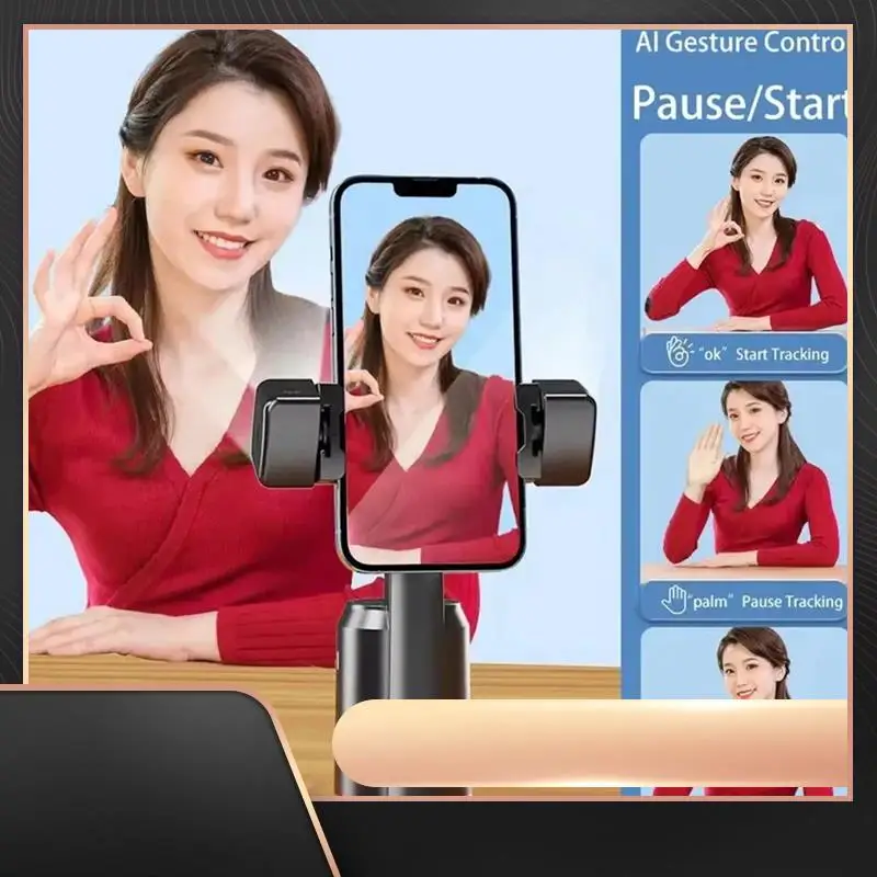 

Q02 360° ° Вращающийся стабилизатор подвеса, палка для селфи, настольный подвес для отслеживания лица с дистанционным держателем затвора, Bluetooth-светильник