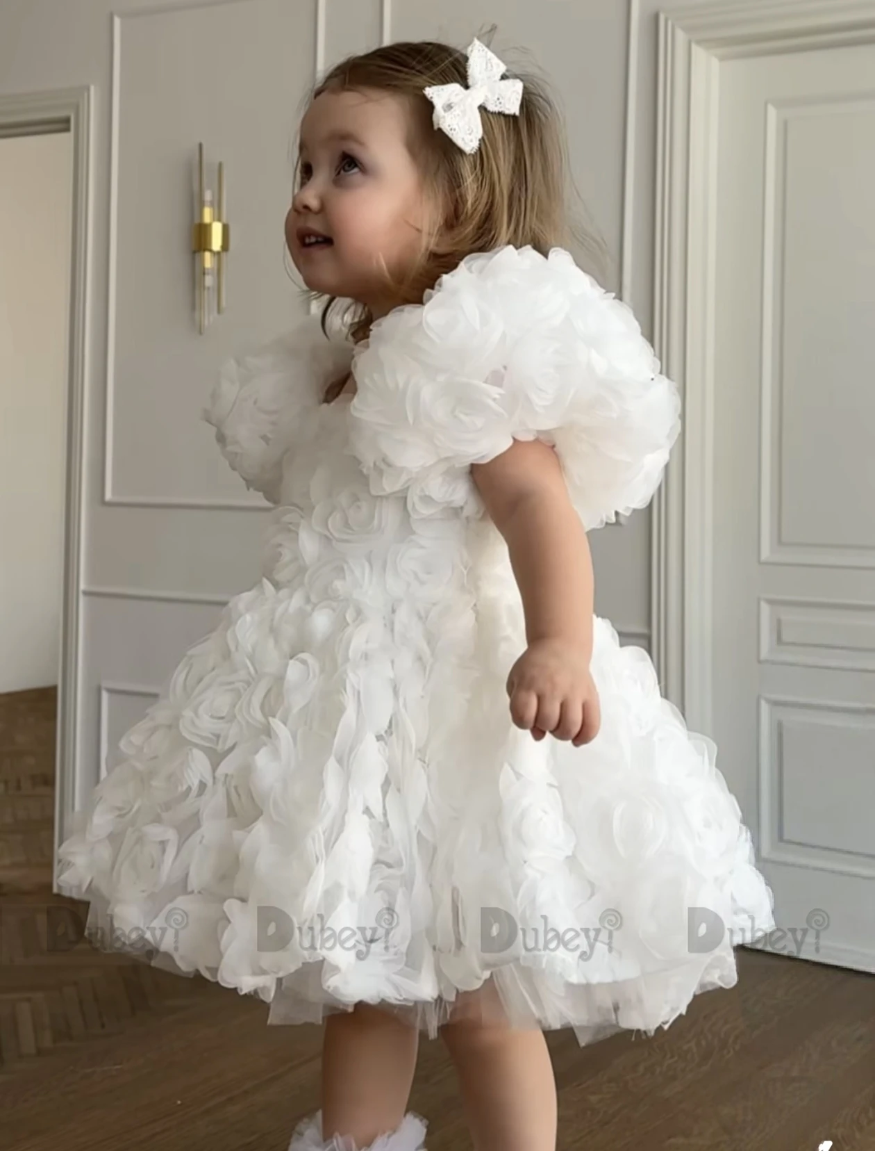 white beach boho dress Boho Beaded Lace Bell Sleeves Fit and Flare Wedding Gown
