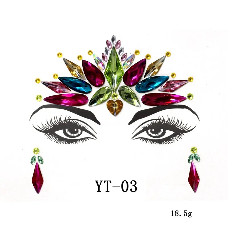 Sexy Style Rhinestone Acrylic Self-adhesive Jewelry Face Creative Tattoo Body Art Jewelry Masquerade Eyes Beauty Makeup Sticker