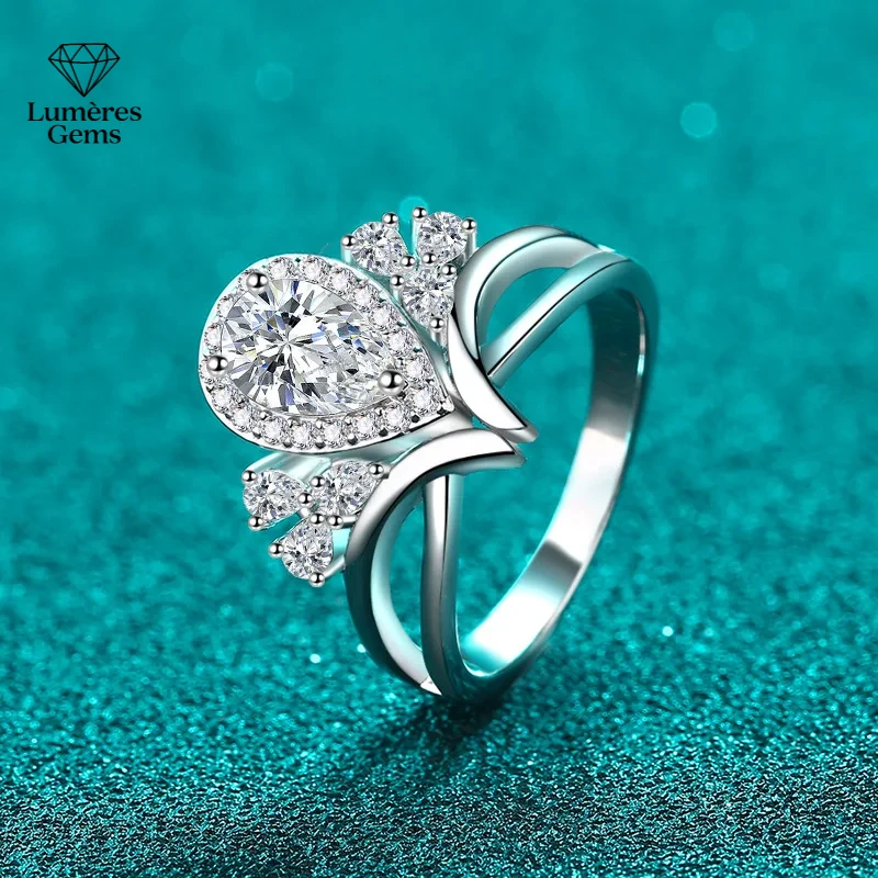 

Luxury 18K White Gold & Platinum PT950 1Ct Moissanite Ring For Women Timeless Jewelry Collection Wedding Rings Gift