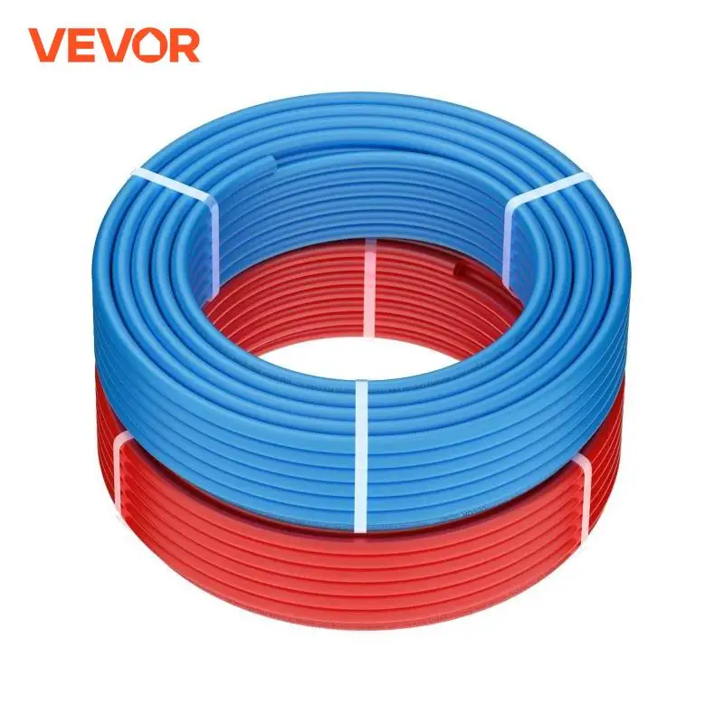 VEVOR PEX Pipe 1/2 Inch 2x100 Feet Length PEX-A Flexible Pipe Tubing Blue Red For Potable Water Hot/Cold Water Easily Restore