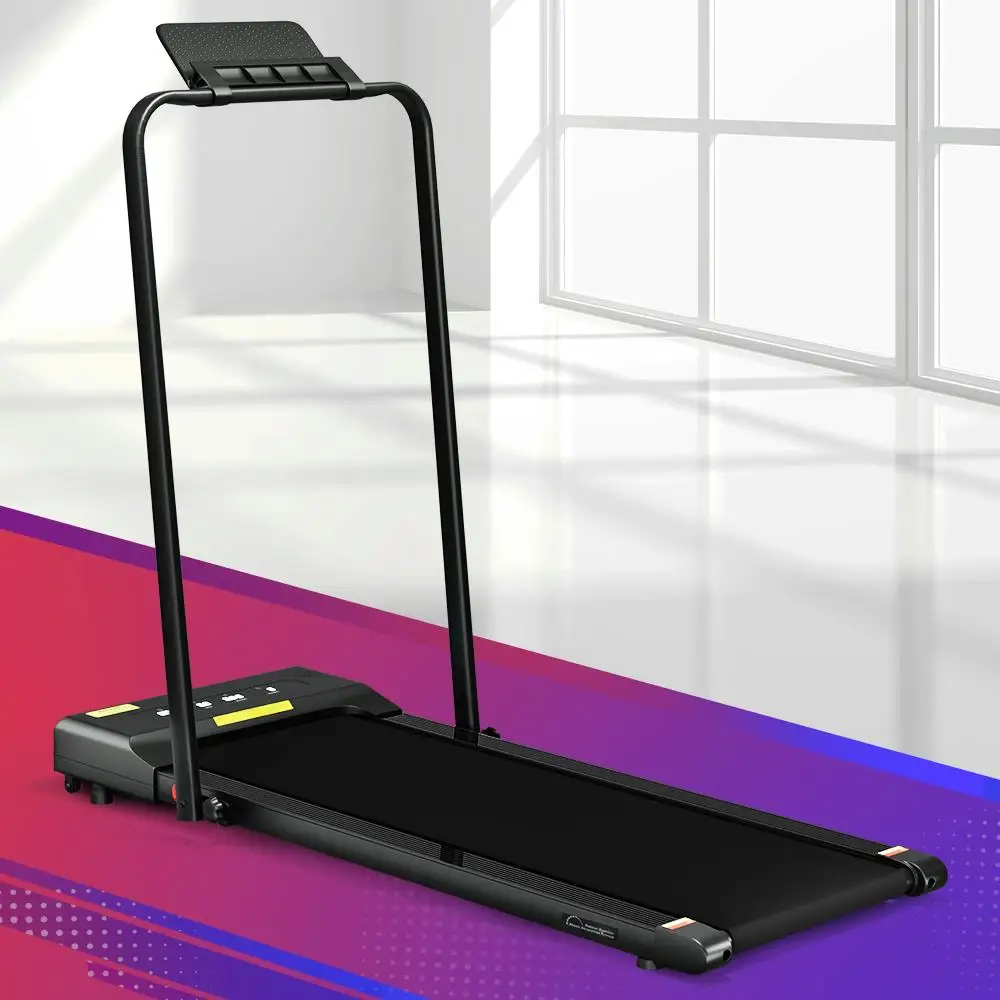 &2 in 1 Electric Walking Pad Under Desk Treadmill Home Fitness Compact 380mm Black