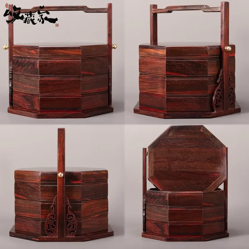 For Wedding Portable Multi Layer Solid Wood Food Box Dumpling Basket with Lid Chinese Snack Dried Fruit Storage Container