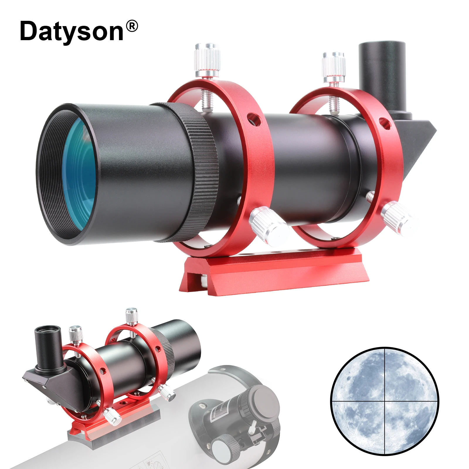 Datyson Telescope Accessories 9x50 Right Angle Correct-Image Finder Scope OTA with Clamping Guiding Rings Have Crosshair