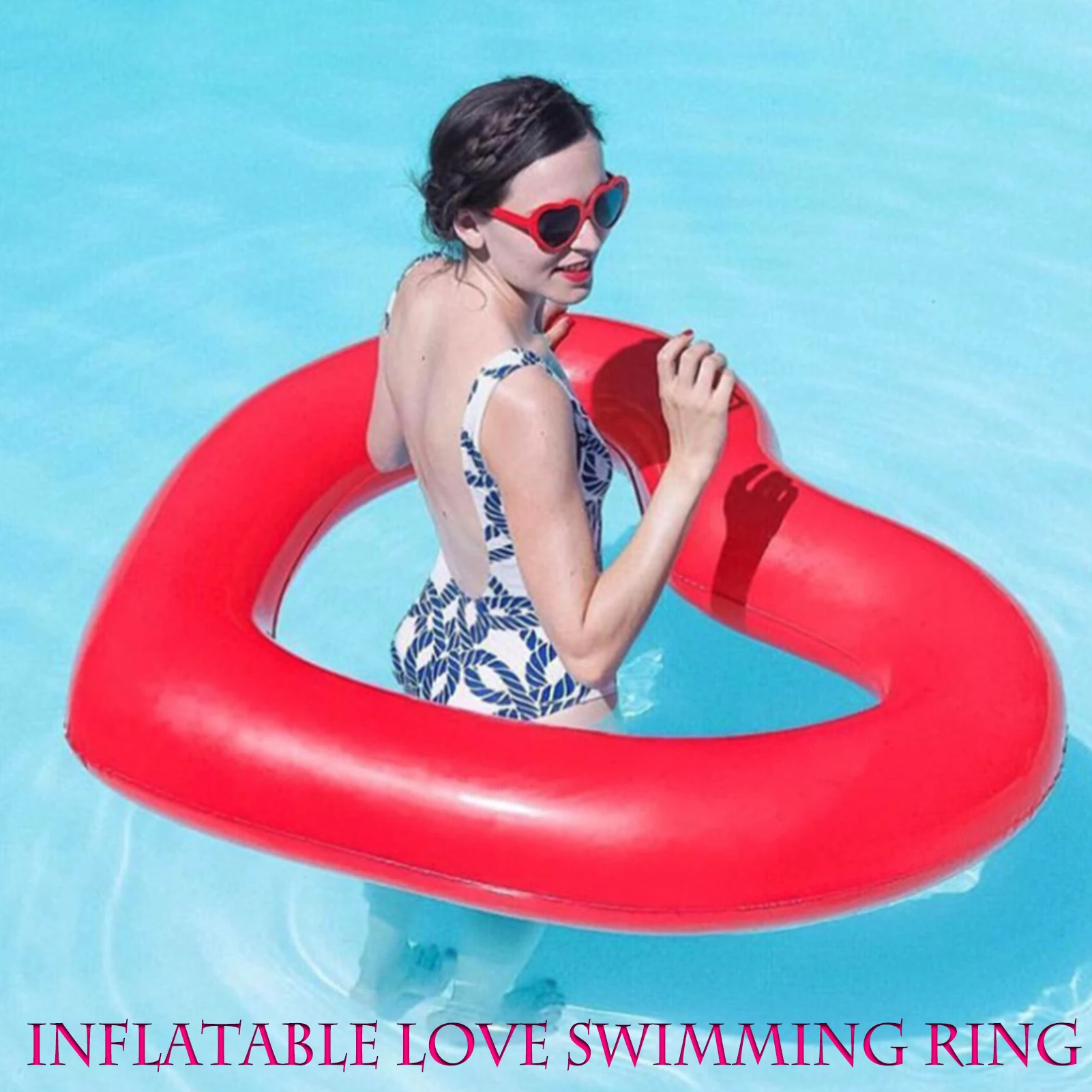 

Inflatable Swimming Ring Pool Floats Heart Shaped Loungers Tube for Water Fun Beach Party Pool Float Ring Swimming Pool Toys