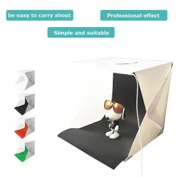 RF07 Profession Mini Folding Lightbox Photography Photo Studio Softbox 2 LED Light Soft Box 1 LED Background Kit for DSLR Camera