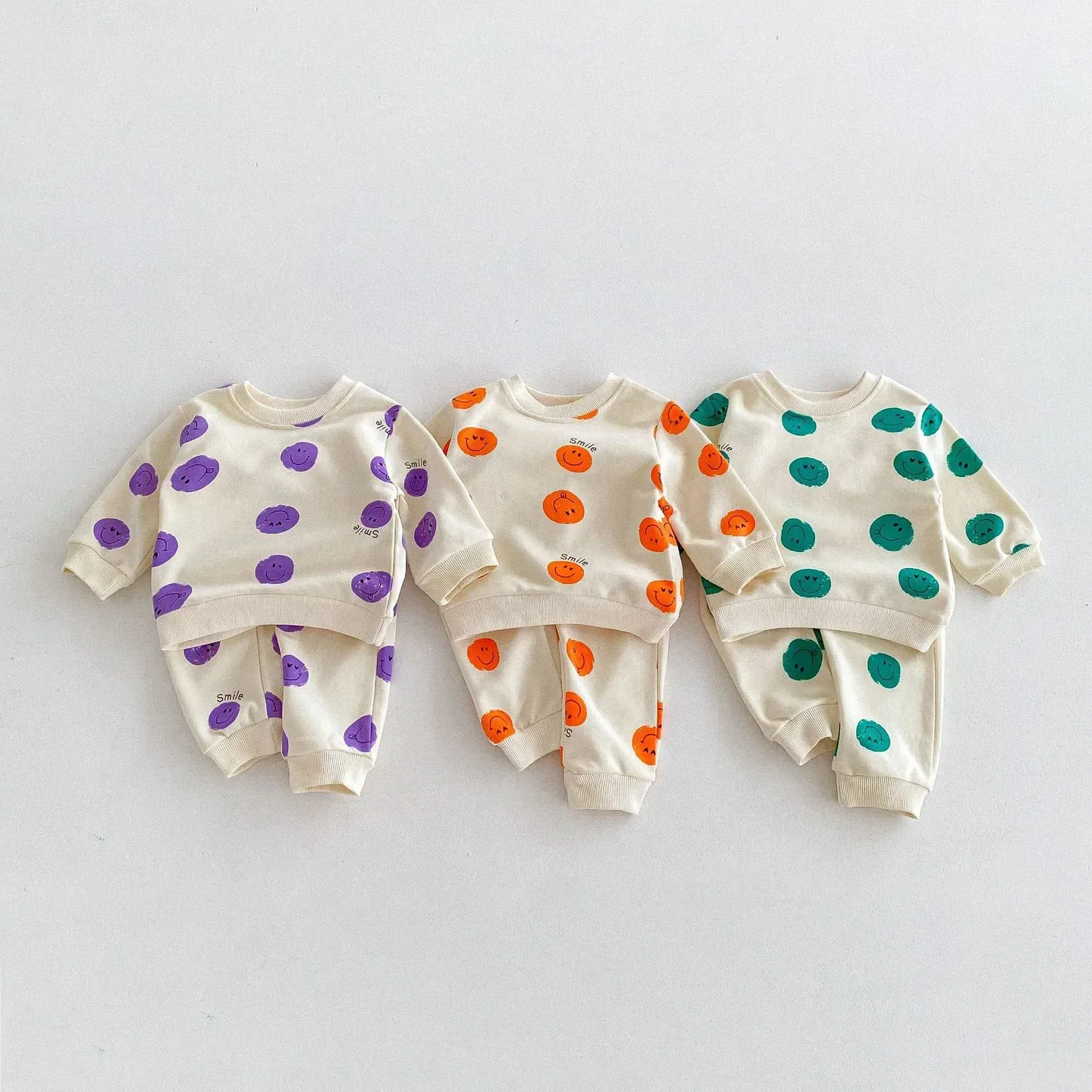 1-4T Toddler Kid Baby Boy Girl Clothes Set Polka Dot Autumn Sweatshirt Set Long Sleeve Infant Pullover Top Pant Suit Cotton
