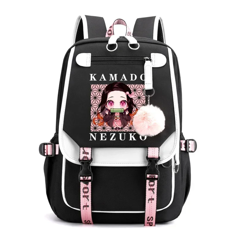 Cute Cartoon Kamado Nezuko Backpack Girls Boys School Large Capacity Zipper Backpacks Fashion Laptop MN8