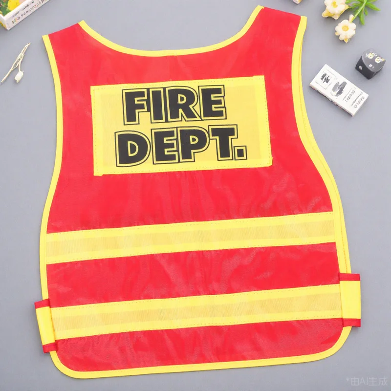 Children Cosplay Firefighter Vest Soft Fabric Comfortable Wear Promotes Cognitive Social Development Toddler Firefighter Costume