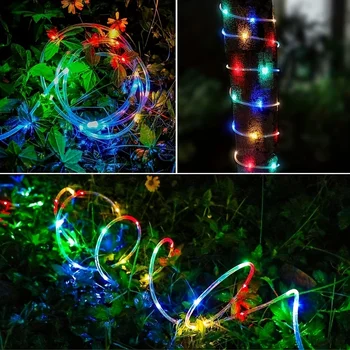 1pc Solar LED Tube Light 100LED Tube Rope String Light 8 Modes with Outdoor PVC Tube Light Solar Fence Light For Home Garden Yard Party Party Decoration 6