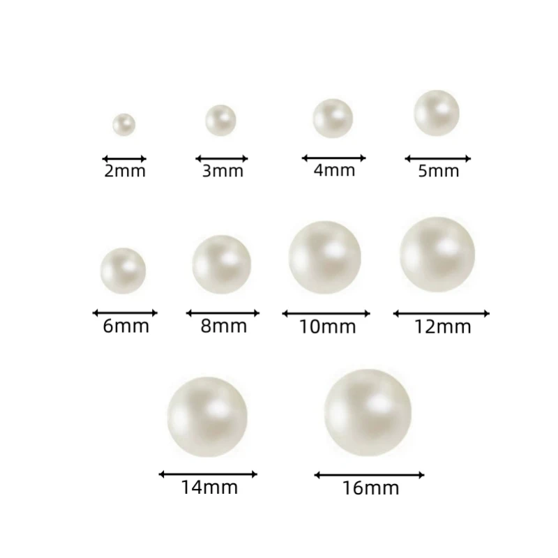 2-16mm Halbrunde ABS-Imitationsperlen, flache Acrylperlen für DIY-Bastelarbeiten, Nagelkunst, Ornamente, Kleidungszubehör – Detail 1