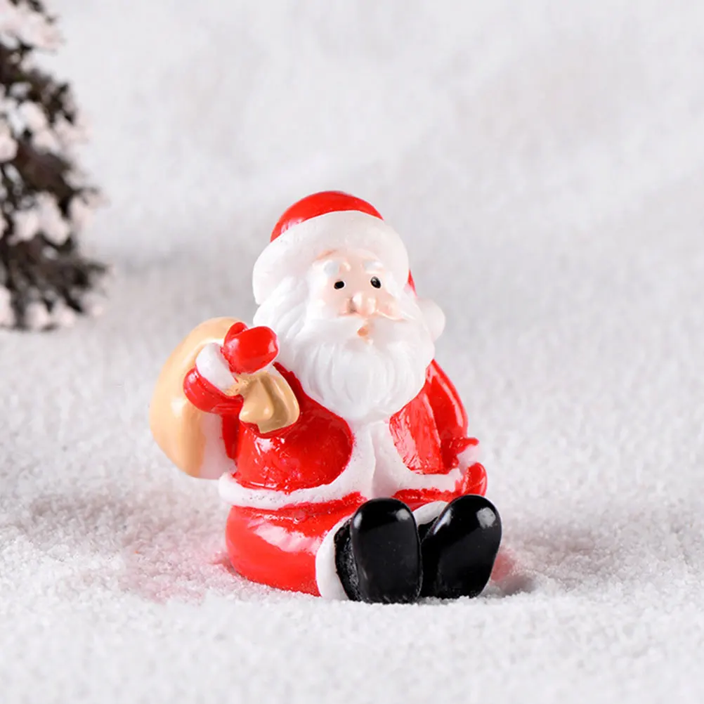 

6 Pcs Christmas Santa Claus Snowman Figurines Miniatures Decorations Resin naments Desk Shelf Holiday Winter Scene