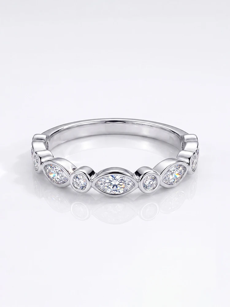 Real Round Moissanite Diamond with Certificate Rings for Women Anniversary Wedding 925 Sterling Silver Fine Jewelry view 4