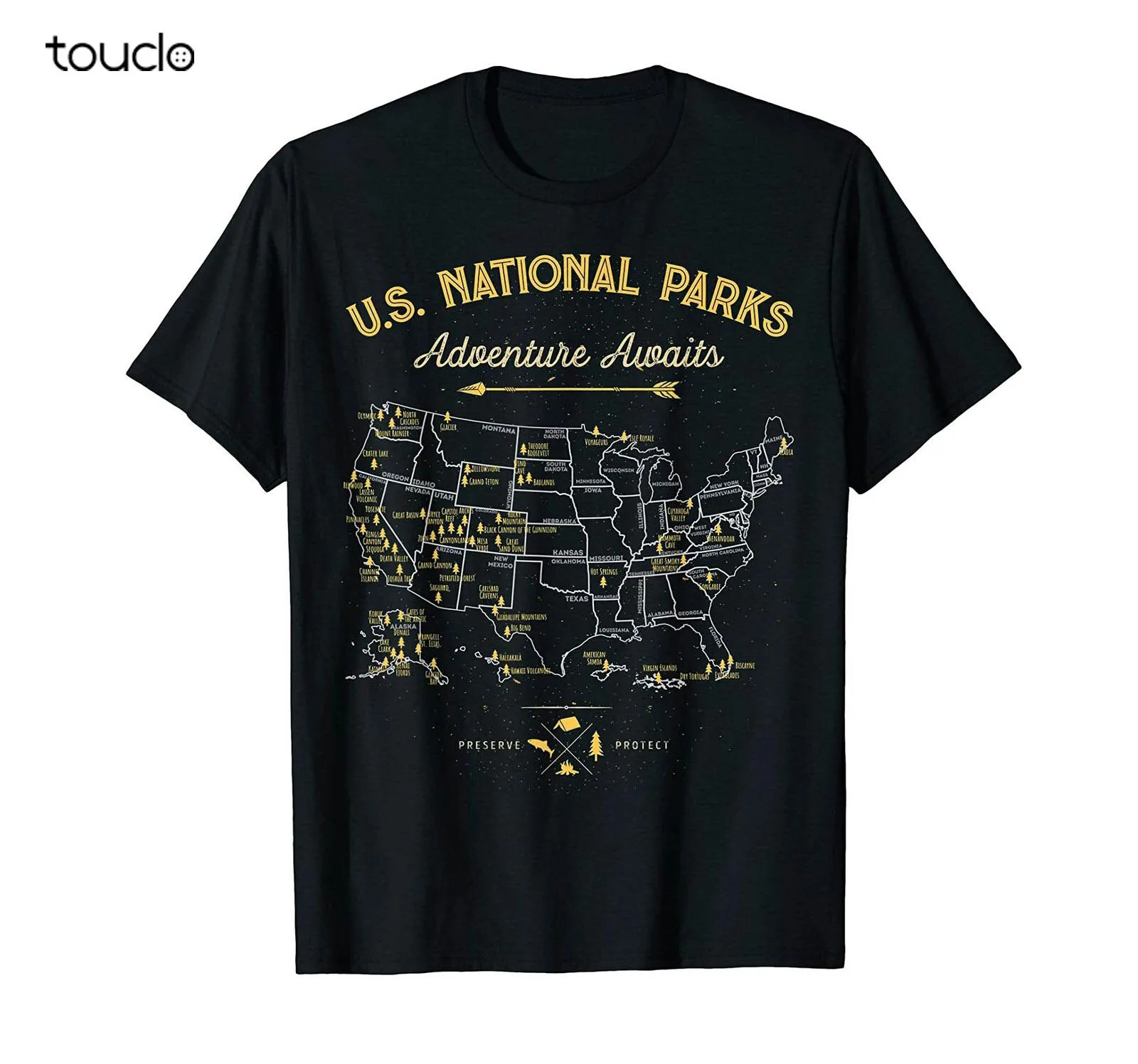 National Parks T Shirt Map Camping Tshirt Women Men Hiking Vintage Men Gift Tee womens shirts