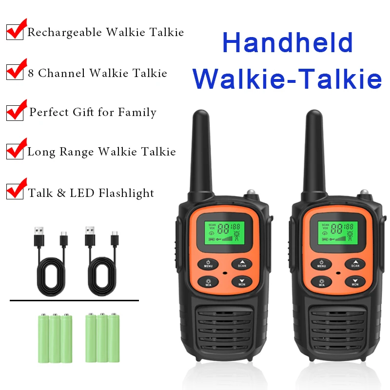 Portable Mini Walkie Talkie Two-Way Radio UHF Transceiver Set Long Distance Transmission for kid and Adults Hiking Camping