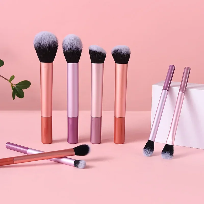 Regalo de Navidad, 8 Uds., Kit de brochas de maquillaje, pelo sintético suave, brochas de maquillaje, base, colorete, sombra de ojos, herramientas de maquillaje cosmético