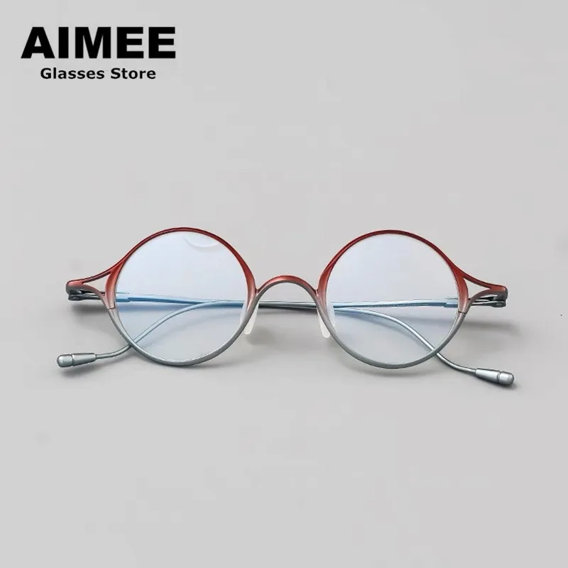 Japanese Handmade Pure Titanium Ultralight Glasses Frame Men Women Vintage Round Designer Eyeglasses Blue Light Spectacles Oclus