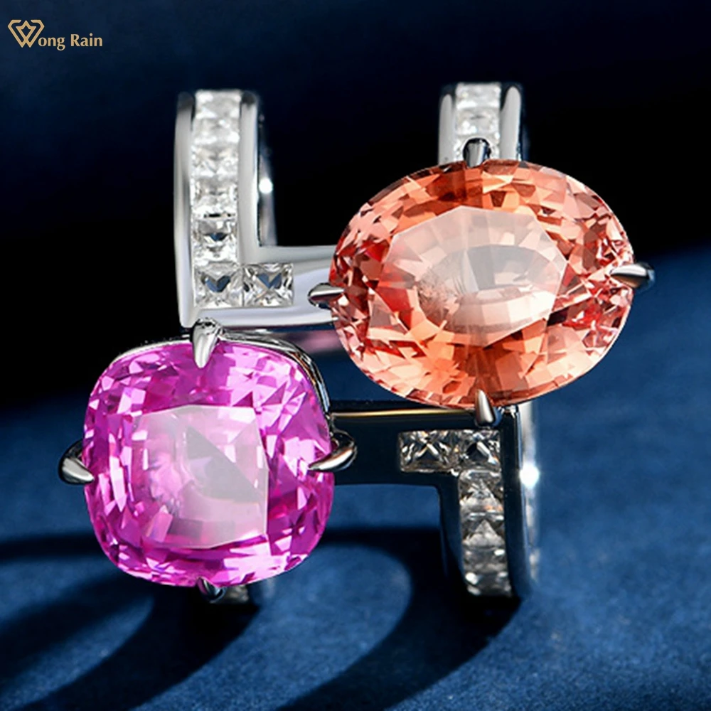 

Wong Rain Pass Test Стерлинговое Серебро 925 пробы 5CT 10*12 мм Сапфир Высокоуглеродистый Бриллиант Драгоценные камни Женские кольца Обручальные ювелирные изделия Подарки