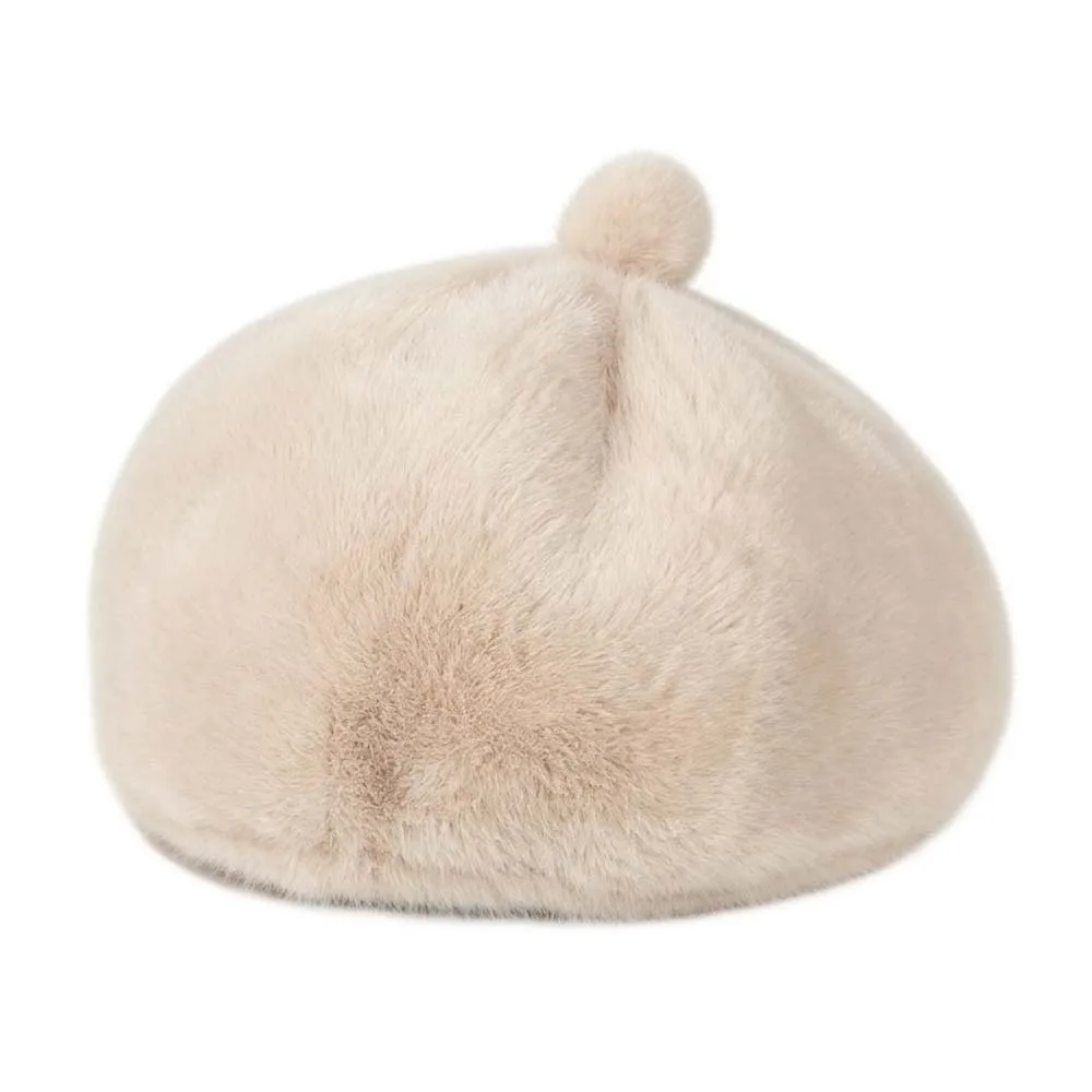 French Artist Hat Furry Faux Mink Beret Soft Thermal Leopard Print Hat Elegant Luxury Plush Octagonal Cap Dating