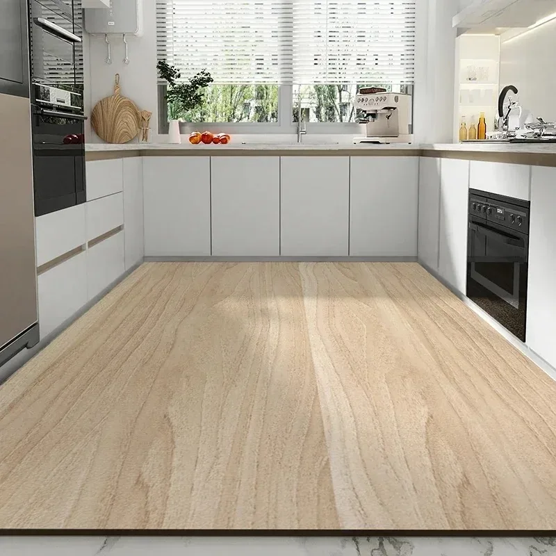 

Imitation Wood Grain Decorate Kitchen Floor Mat Oil-proof Stain-proof PVC Home Scrubable Soft Rug Balcony Carpet Ковер Tapis 러그