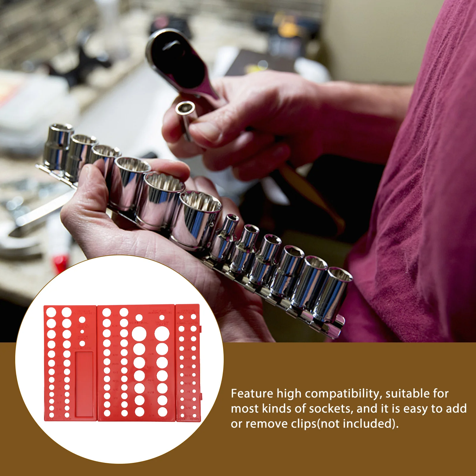 3pcs Socket Rack Hanger Tray ganizer Magnetic Wall Mount Holder ABS Sturdy Tool Storage Compatible Sizes Easy Clips