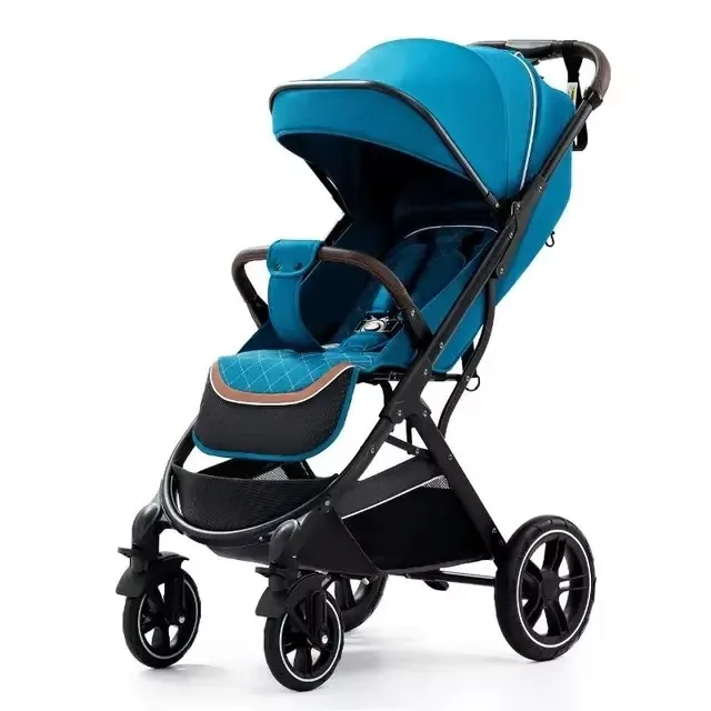3-in-1 Canne kinderwagen, universele adapters, opvouwbare kinderwagen tot 25 kg, 4-wielige schokdemping, ruime reiswieg & grote wielen