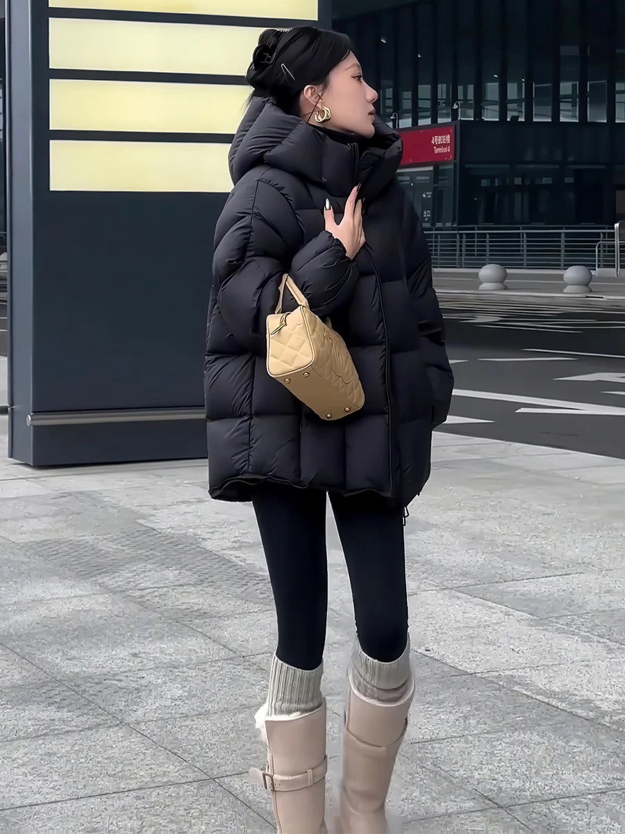 

Women's Puffer Jaet Bla Medium-Length Thiened Winter Coat Cloud Blo Outerwear Commute Sle White Du down Filling