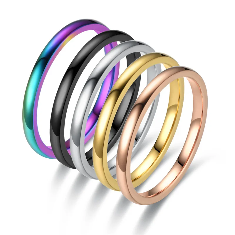 Male High Quaitly Smooth Titanium Stainless Steel Rings For Women Femalel Thin Minimalist Matching Couple Ring Men Homme