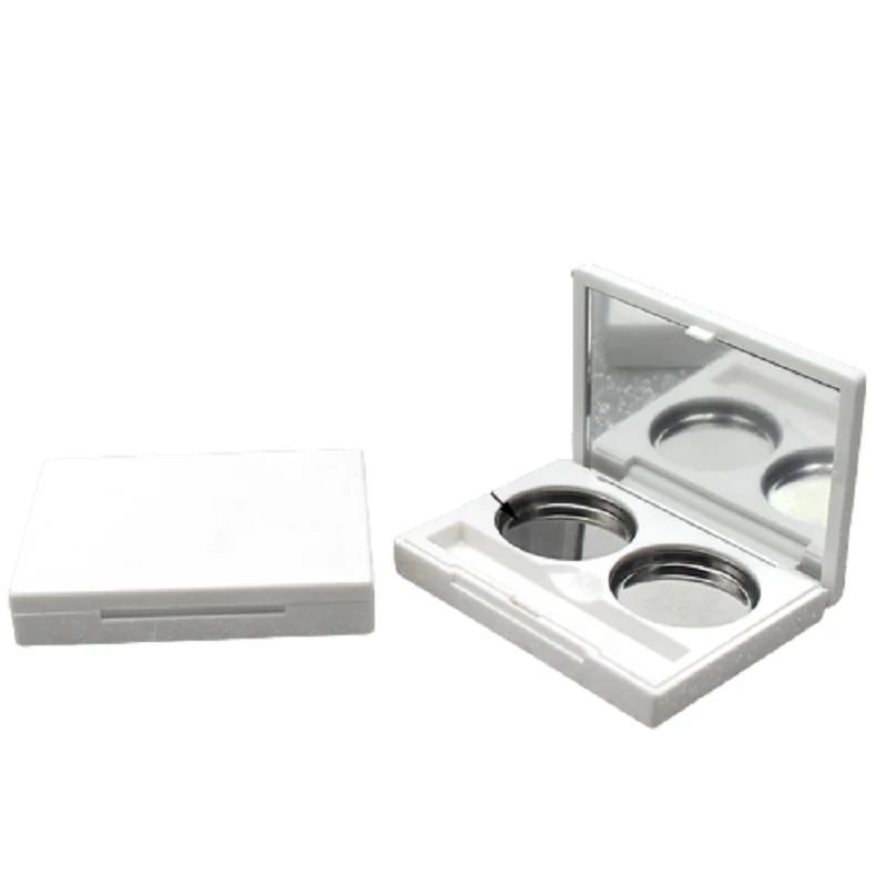 Luxe Witte Vierkante Cosmetische Poeder Palet Met Spiegel 2 Kleur Ronde Pan Make-Up Blush Hervulbare Dozen Oogschaduw Case 30 stuks