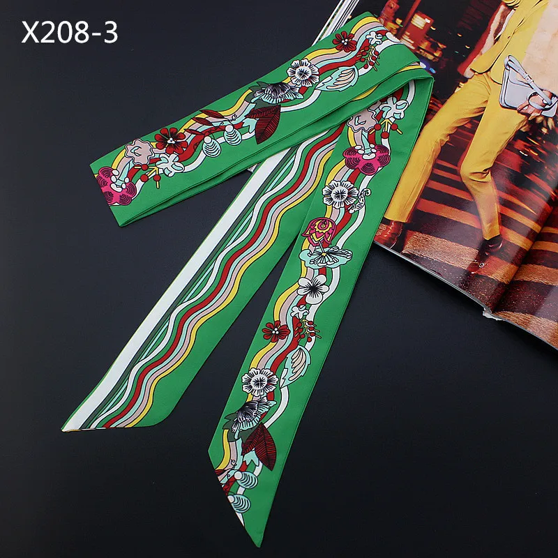 New Scarf 120cm Wave Pattern Print Women Small Silk Scarf Luxury Brand Bag Ribbons Fashion Head Scarf Hot Sale Long Scarves