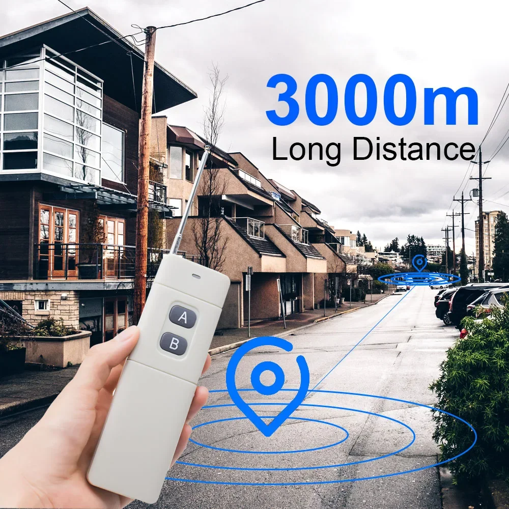 Télécommande RF 1/2/3/4 CH, 433Mhz, récepteur longue Distance de 3000 mètres, transmetteur, Code d'apprentissage 1527, télécommande