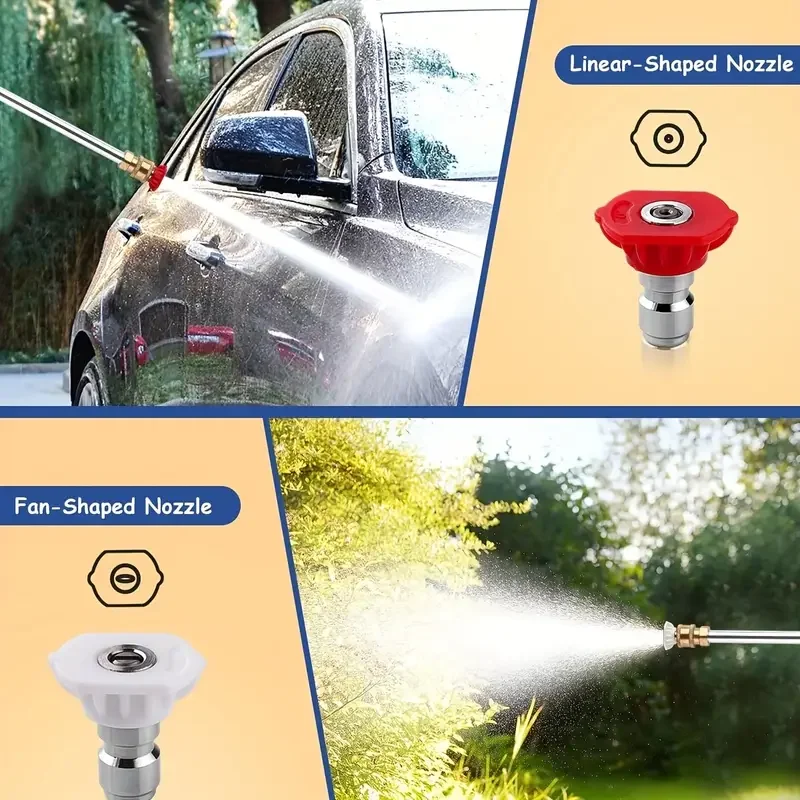 Портативный пистолет для мойки высокого давления: быстроразъемное соединение для автомобиля/сада/двора, совместимый с шлангом, прочный и черный