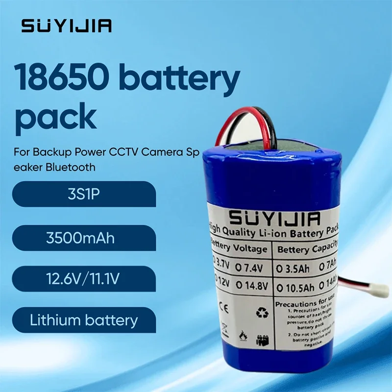 18650 3S1PRechargeable Lithium Ion Battery 12.6V 3500mAh 11.1v Lithium Ion Battery for Backup Power CCTV Camera 12v Battery Pack