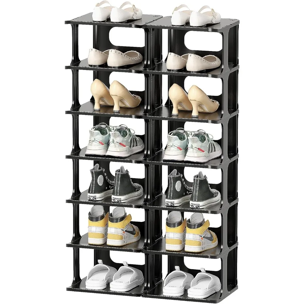 

Shoe Rack 14 Tier Storage Rack for Entryway Organizer for Closet Narrow Shelf Cabinet Black Free Standing Racks Vertical Stand