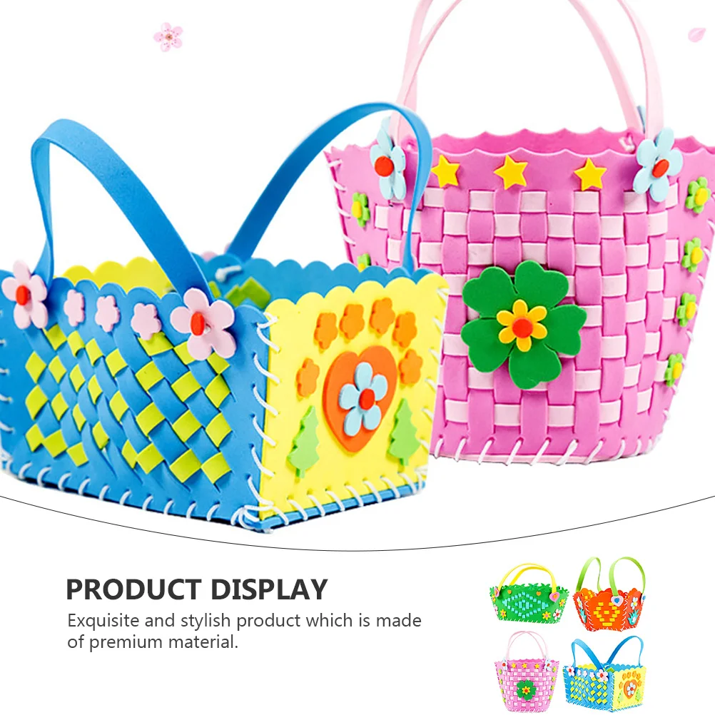 4 قطعة سلة مغزولة يتوهم للأطفال لتقوم بها بنفسك إيفا محبوكة اليدوية سلة عدة رياض الأطفال الحرفية فئة الاستخدام التعليمي التفاعلي #5