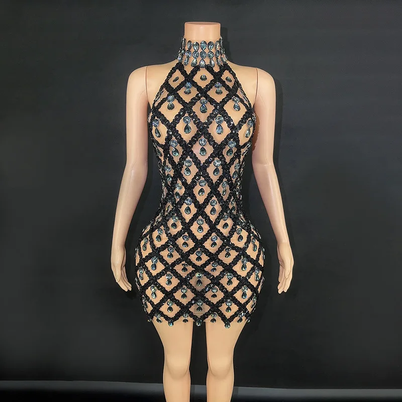 생일 반짝 이는 라인 석 바 파티 의상 슬림 호스트 파티 드레스 민소매 섹시한 졸업 파티 드레스 Vestidos De Festa Luxo