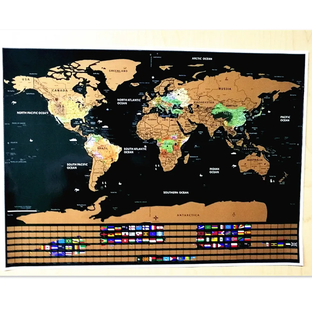 

Best selling Amazing Global Scratch Maps Posters With Scratch Off Layer Visual Travel Journal for travel maps With National Flag