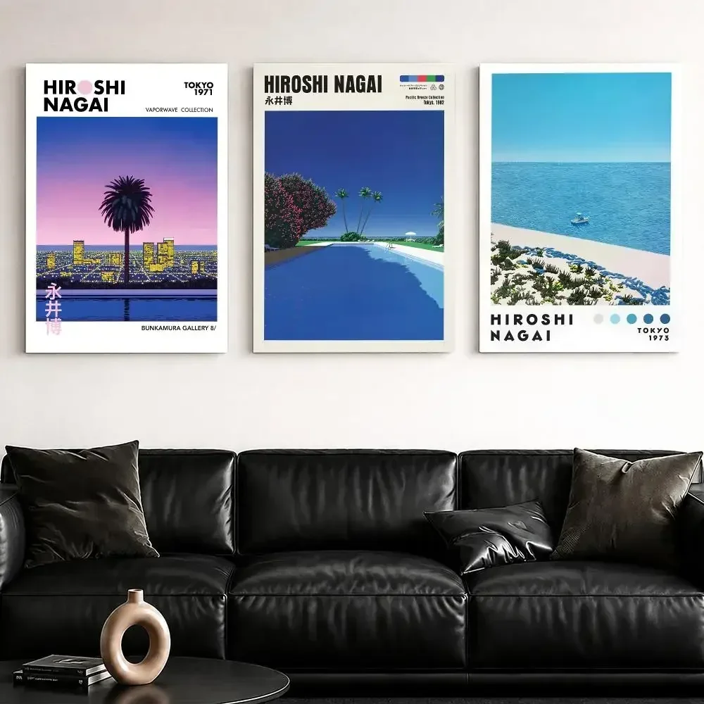 H-Hiroshi Nagai Blue Sky Escape Framed Wall Painting Framed Canvas Wall Art Poster Solid Wood Frame Home Decor