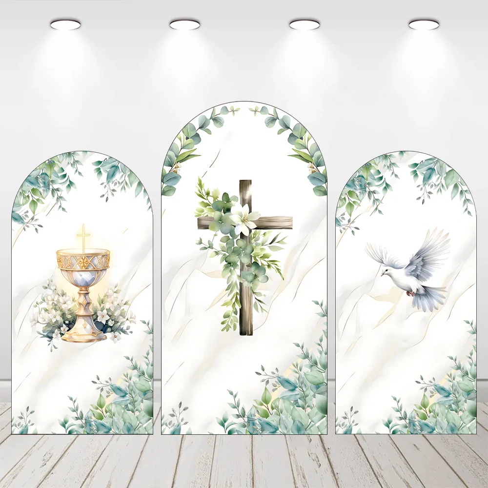 Mehofond Custom 2-Sided God Bless Mi Bautizo First Communion Party Baptism Christening Cover Chiara Arch Background Decor Backdr
