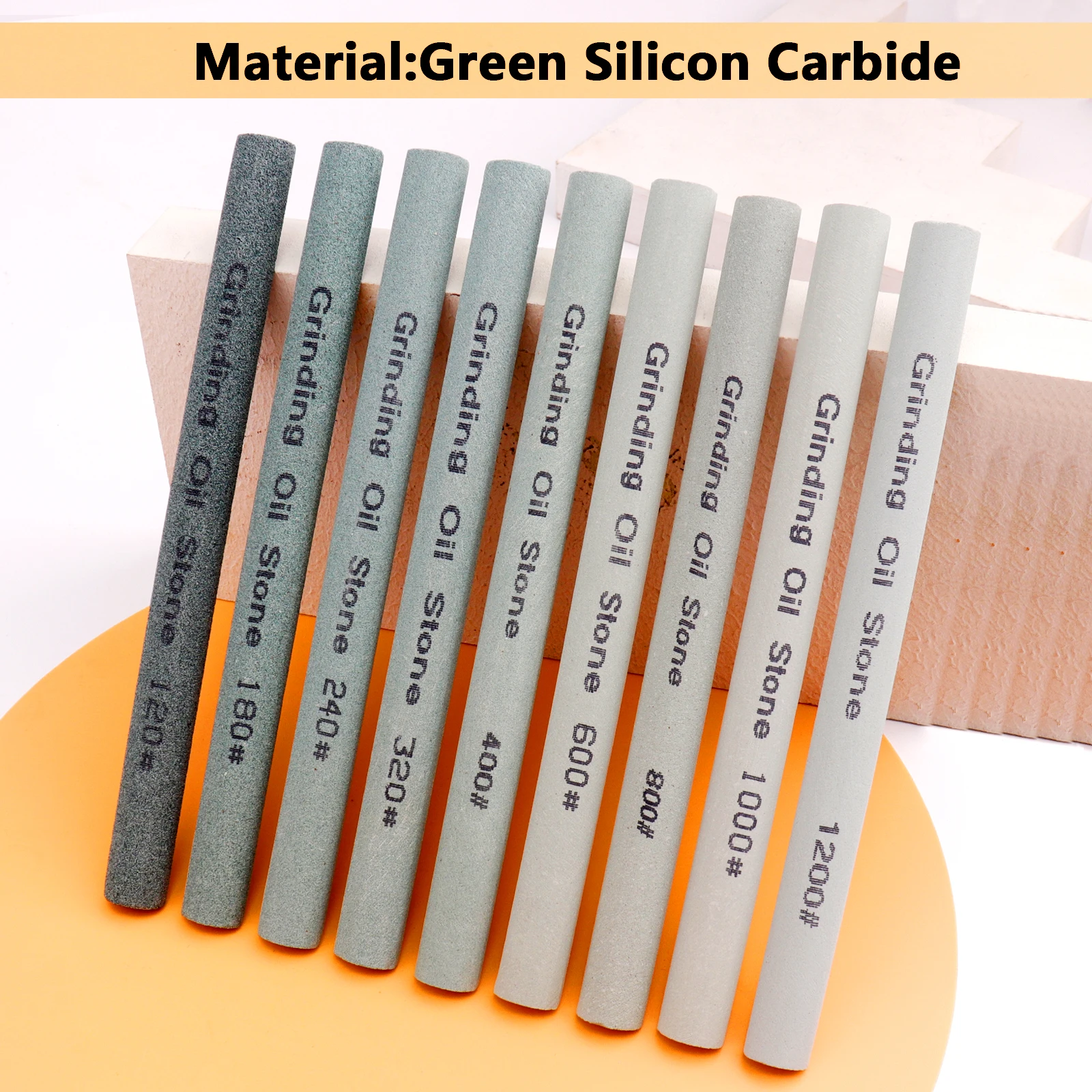 9pcs Knife Sharpening Stone Set Silicone Carbide Oil Stone 120-1200 Grit Polishing Whetstone Honing Stone for Knife Scissor