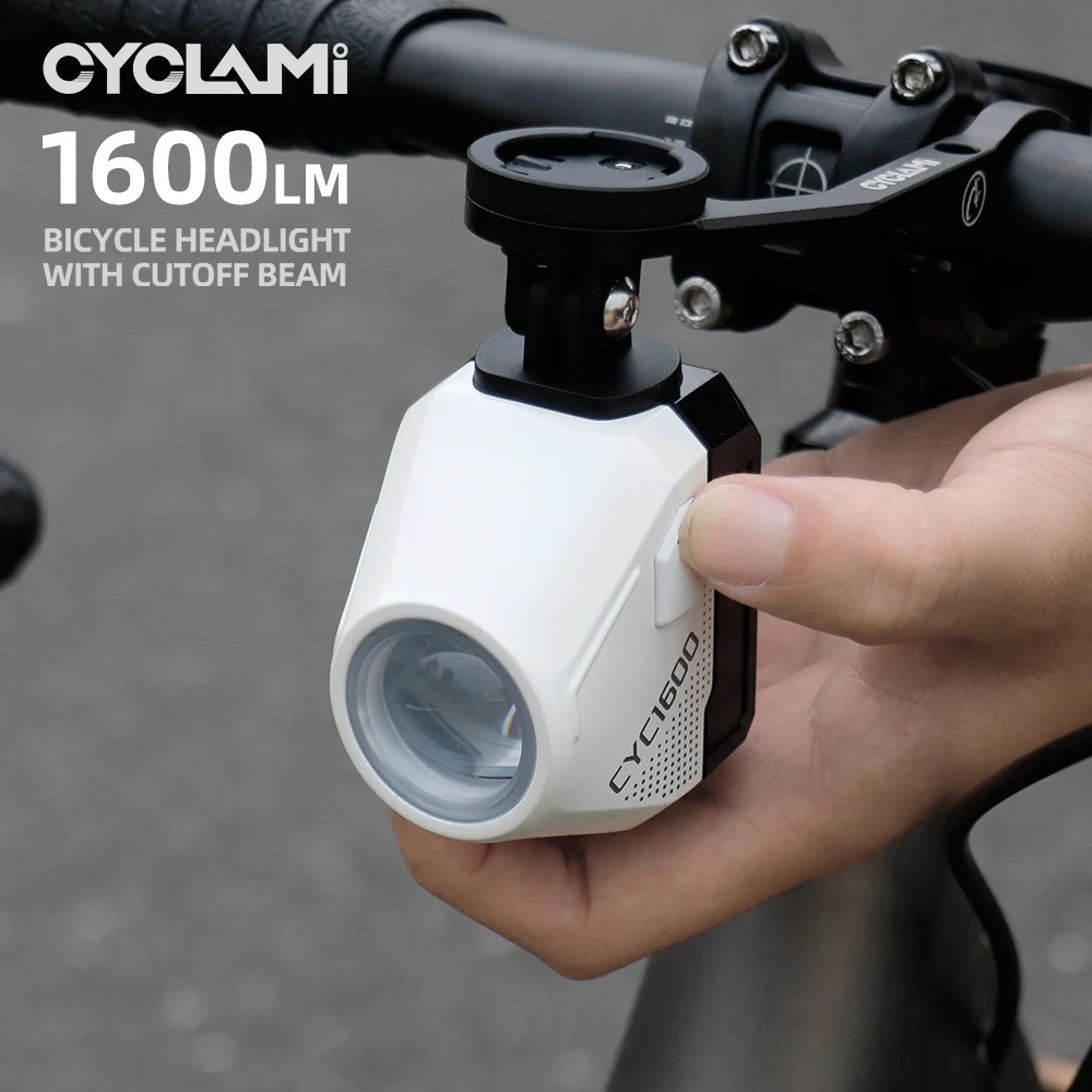 

CYCLAMI 1600 Lumen Bicycle Headlight Mountable High Brightness Designed For Night Riding Wireless Control White Aluminum Alloy