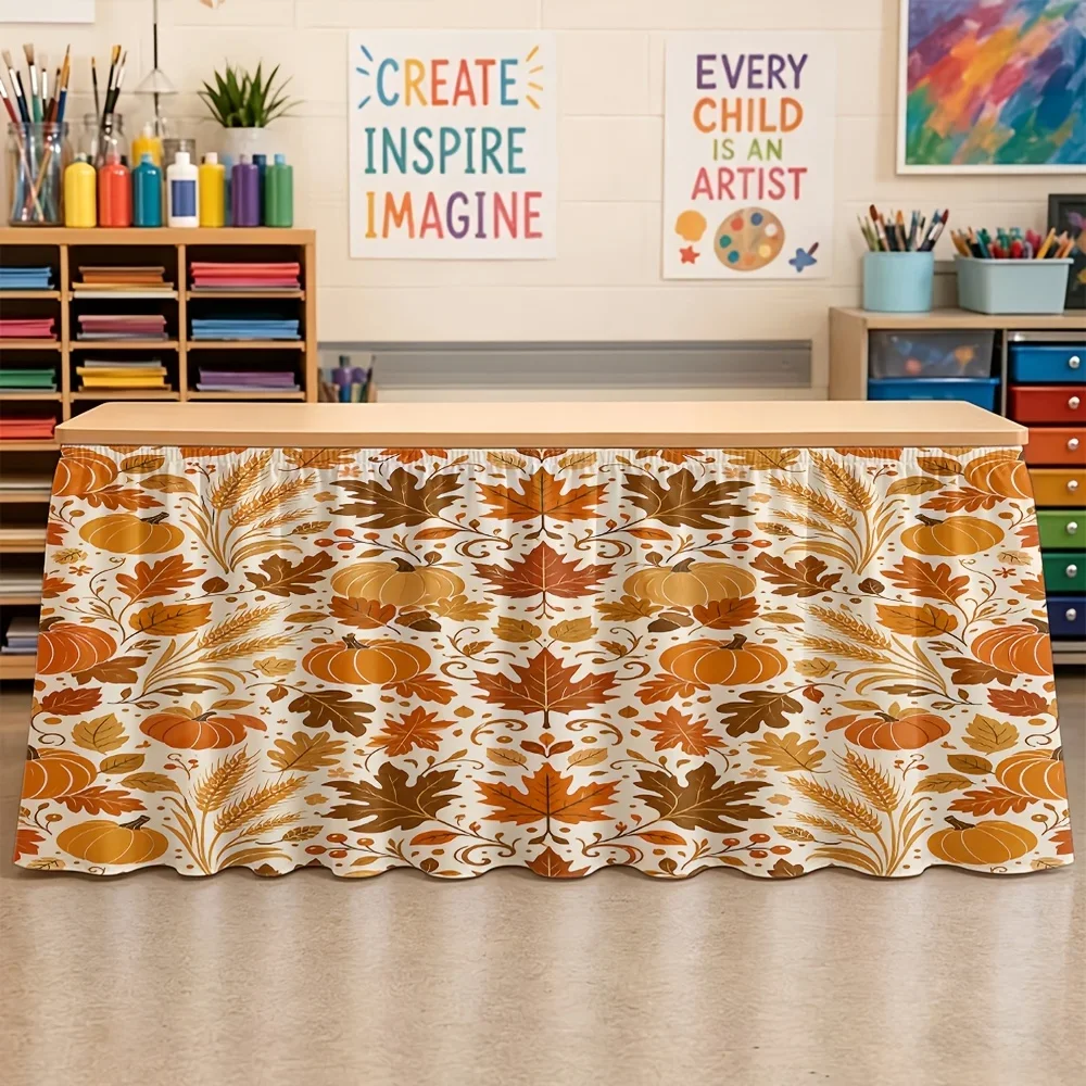 Halloween, Christmas, back-to-school season, party table skirts, print elements, full of artistic charmxzj