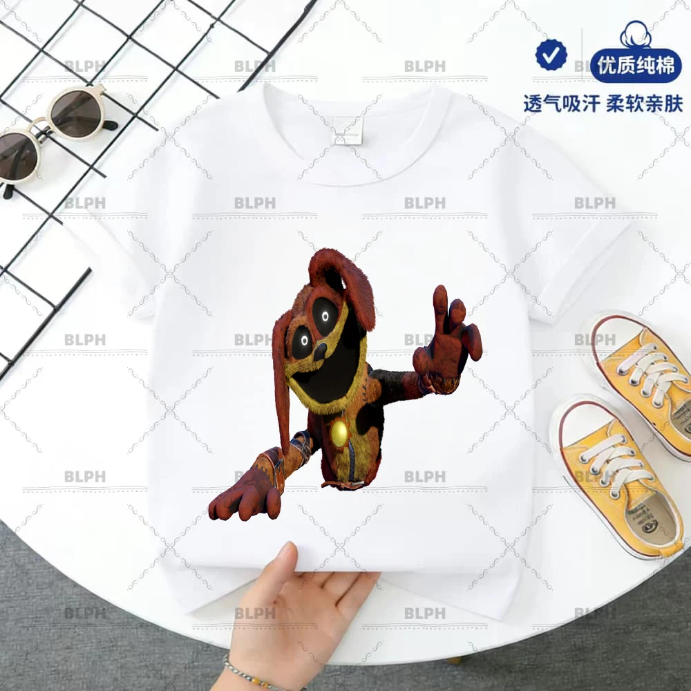 

Детская футболка Dogday из 100% хлопка с персонажами мультфильмов, футболка с персонажами игр, для детей от 2 до 14 лет, для мальчиков и девочек, подарок для фанатов Poppy Playtime