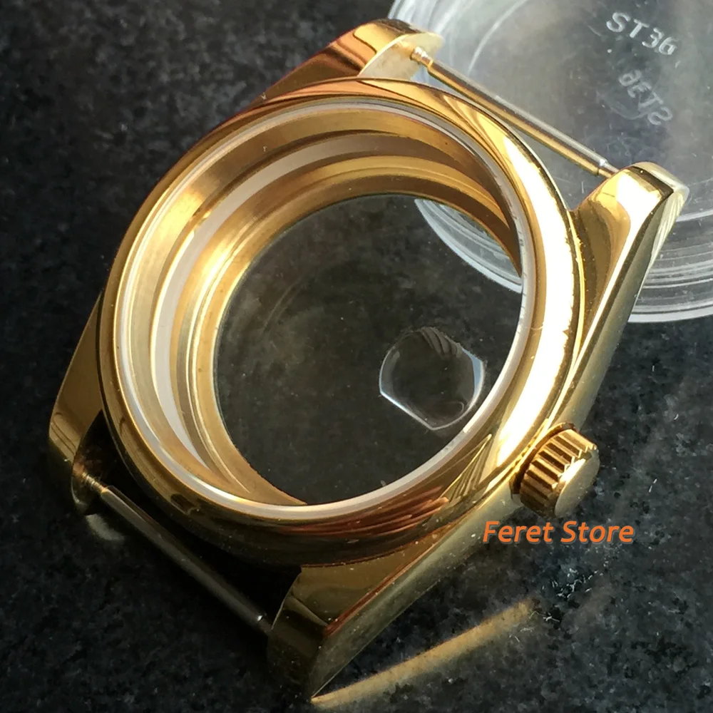 

BLIGER 36mm/39mm stainless Gold Case Sapphire Glass Case fit NH35 NH36 ETA 2836 Miyota 8205 8215 Mingzhu DG2813 3804 Movement