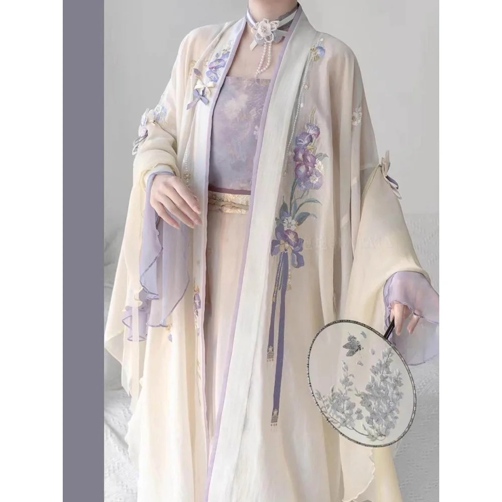 

Женский костюм Song Hanfu: длинная юбка-русалка с вышивкой ручной работы, весенне-летний повседневный комплект