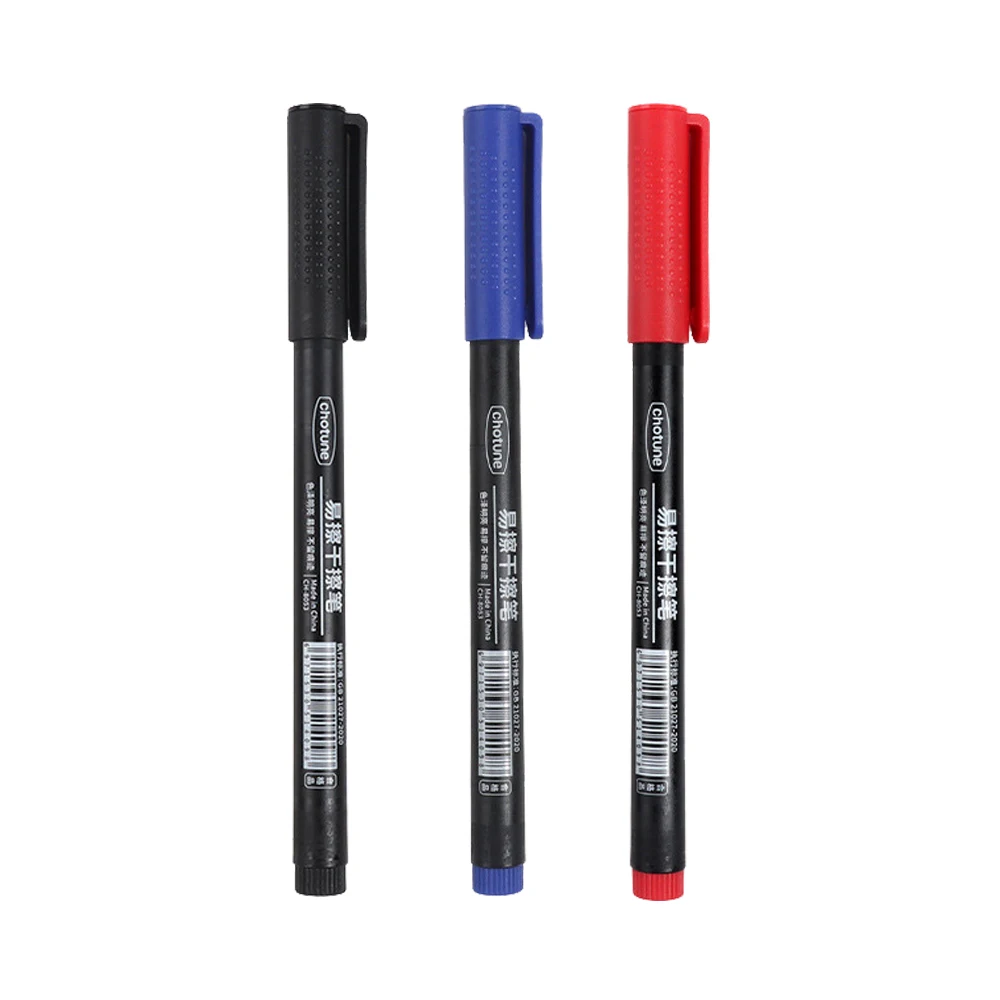 3pcs 0.5mm Dry Erase Art Markers Pens Erasable Whiteboard Marker Pen Office School Meeting record Stationery Extra Fine Tip