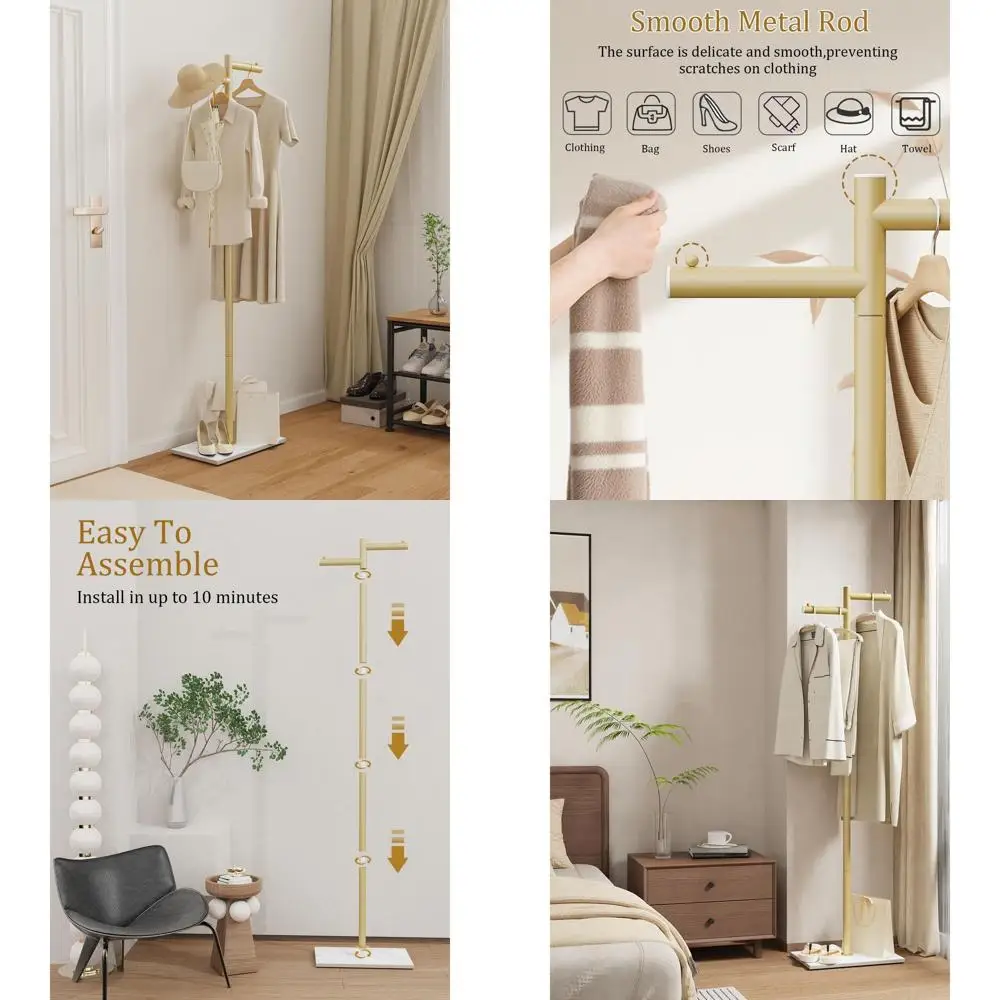 

Напольная металлическая вешалка для одежды с основанием из натурального камня, подходит для спальни, офиса, прихожей, входной зоны и гостиной, высота 175 см.