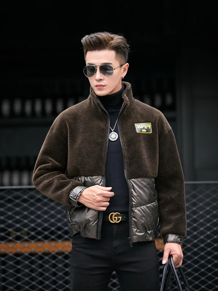 Tcyeek Real Wool Jacket Men Winter Clothes Warm Sheep Shearling Coat 90% White Duck Down Mens Coats 2025 Пальто Зимнее